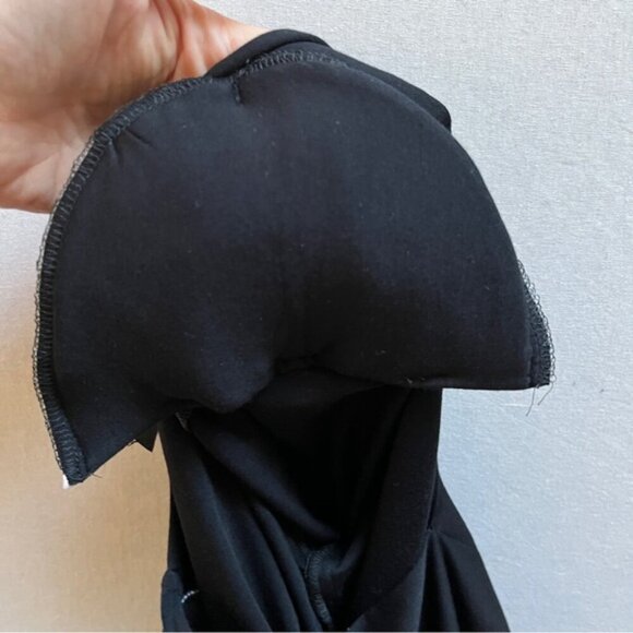 Daniela Corte Lisa Black long sleeve padded shoulders Bodysuit Top Sz M - Picture 7 of 13